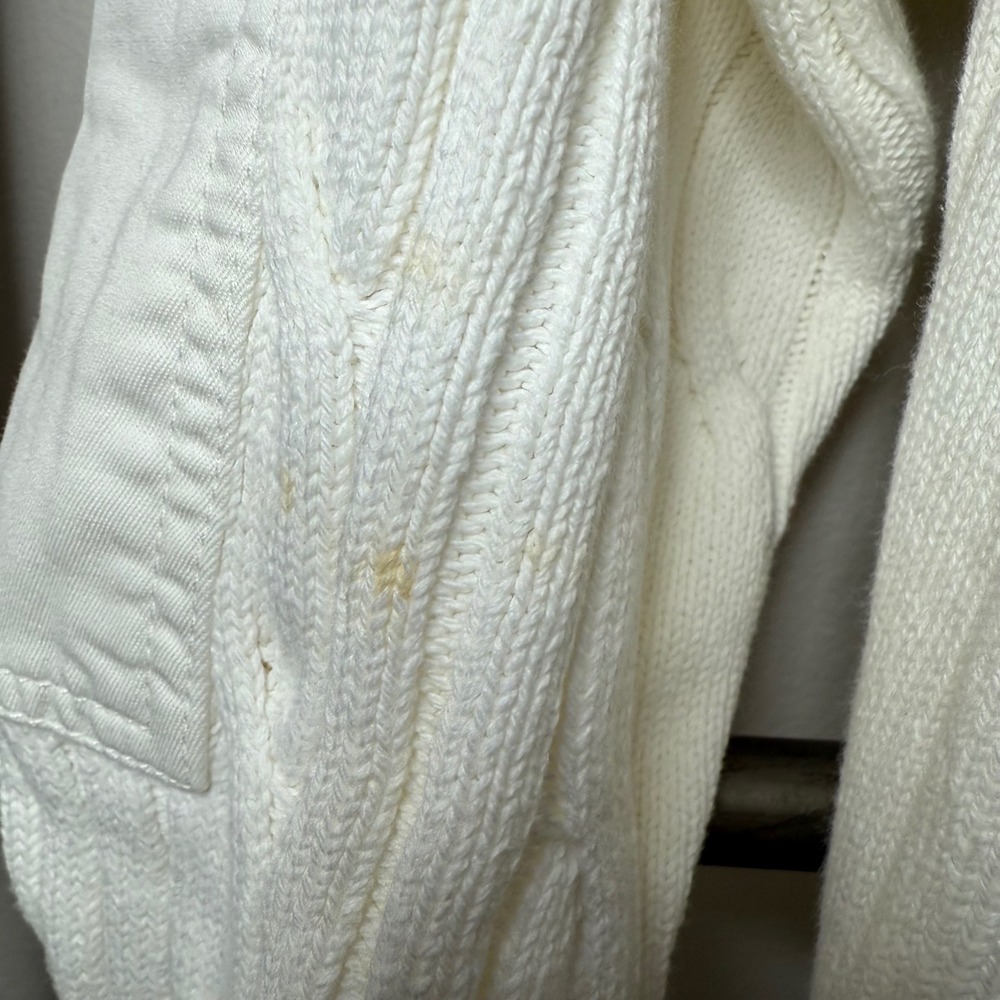 Blue Willi's Mens Cream Cable Knit Quarter Zip Sweater Size Large - Picture 7 of 11